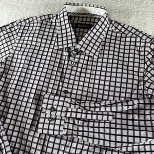 Robert Graham Check Button Up Long Sleeve Dress Shirt White Purple Youth XL‎ 18